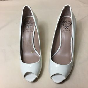 Vince Camuto  size 6 1/2 B patent peep toe heels.